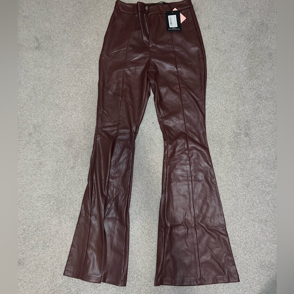 Pretty Little Thing Brown Faux Leather pants
